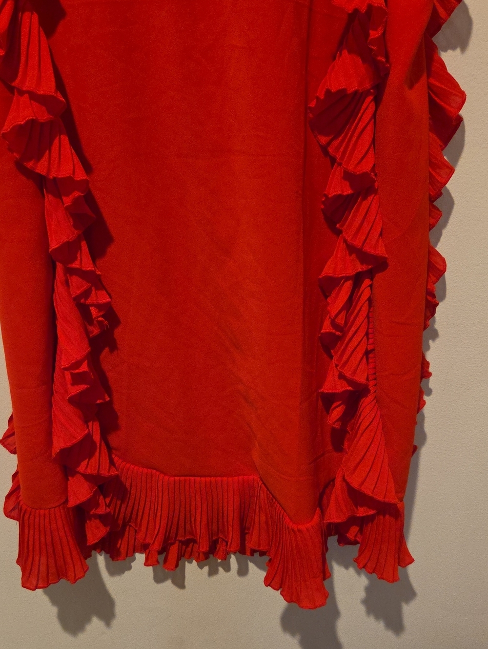 ❤️ TWO CUMBERLAND PLEATED RUFFLE MINI SHIFT DRESS, RED, MEDIUM - Picture 4 of 9